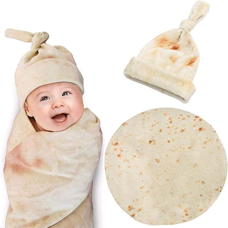 Couverture d'emmaillotage Burrito pour bébé avec chapeau
   